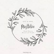 Mistletoe Wreath Svg Png Clipart Sublimation Graphic Christmas Holiday Garland Drawing Design Simple Circle Leaf Botanical Download In 2021 Wreath Drawing Christmas Drawing Mistletoe Drawing
