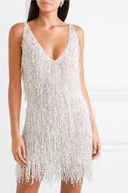 White Gatsby Embellished Chiffon Mini Dress Naeem Khan Chiffon Mini Dress Gatsby Party Dress Embellished Chiffon