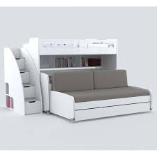 Multimo Bel Mondo Grande Storage Daybed With Loft Bed And Two Trundles White Daybed With Storage Loft Bed Bunk Beds With Stairs