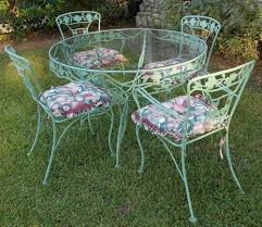 Russel woodard wrought iron patio set, table and four chairs, mid century vintage patio furniture, vintage wrought iron, floral furniture vivalavintagedottx. Vintage Wrought Iron Patio Set Dogwood Blossoms Branches Sage Green 8 Pcs Home Vintage Patio Furniture Wrought Iron Patio Furniture Iron Patio Furniture
