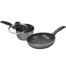 Stoneline Cookware Set Aluminium Charcoal 3 Piece Cookware Set Cookware Glass And Aluminium