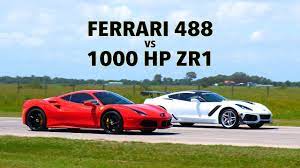 2014 chevrolet corvette stingray z51 vs. 660 Hp Ferrari 488 Gtb Vs 1000 Hp Hennessey Zr1 Corvette Roll Race Comparison Youtube