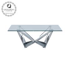 Wood base glass top dining table. China Modern Living Room Dining Table Set Tempered Glass Top Coffee Table Stainless Steel Base Photos Pictures Made In China Com