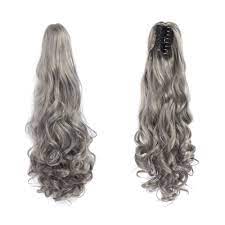Hair extension ponytail clips | grey. Ash Grey Ponytail Hair Extension 19inch Long Claw Clip Etsy