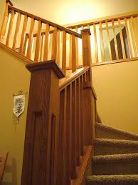 We removed the rail sections, stained the base plate to match the newels. Stair Railing Stair Railing House Stairs Craftsman Bungalows