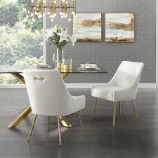 Inspired Home Capelli White Gold Pu Leather Metal Leg Armless Dining Chair Set Of 2 Ad91 01we2 Hd The Home Depot Crafted with modern styling, this chair features intricately designed goldtone legs for a color options:
