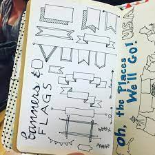 Free bullet journal printables that can be customized to create a bullet journal in any size. Doodle Banners And Flags For Bujo Banner Doodle Diy Banner Notebook Art