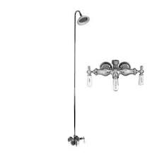 Pegasus 3 Handle Claw Foot Tub Diverter Faucet With Old Style Spigot And Sunflower Showerhead For Acrylic Tub In Polished Clawfoot Tub Acrylic Tub Tub Faucet