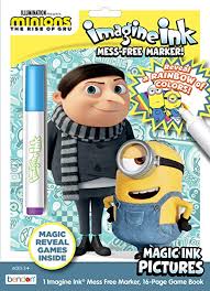 Minions coloring pages are printable pictures with sketches of small yellow clever beings from the popular cartoon despicable me. Amazon Com Despicable Me Minions Rise Of Gru 16 Page Imagine Ink Coloring Book With Mess Free Marker 48405 Toys Games