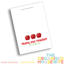 Choose from hundreds of templates, add photos and text. Printable Teacher Appreciation Card The Organised Housewife