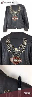 Harley Davidson Leather Jacket Eagle Embroidered Great Gently Used Condition With Some Very Light Harley Davidson Leather Jackets Clothes Design Leather Jacket