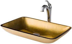 tempered glass sink, solid brass faucet