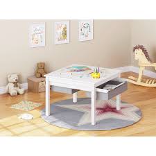 Utex 2 In 1 Kids Construction Play Table With Storage Drawers And Built In Plate White Walmart Com In 2020 Kids Bedroom Organization Organized Bedroom Clutter Bedroom Diy