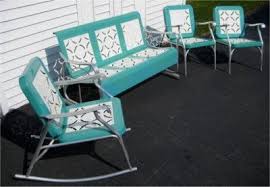 Vintage Retro Patio Furniture 1950 S Aluminum Metal Glider Rocker 2 Chairs Rare Vintage Patio Furniture Vintage Outdoor Furniture Vintage Patio