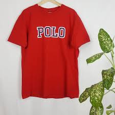 Vintage 90 S Polo Ralph Lauren T Shirt Spell Out Red Big Logo