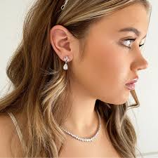 Buy Juliet ~ Rose Gold Crystal Drop Wedding Earrings, Small Droplet  Earrings for Bride, Wedding Day Jewelry, Bridesmaid Earrings Rose Gold,  Online in India