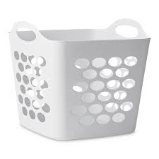 Mainstays Flexible Plastic White Square Laundry Basket 15 X 15 Walmart Com