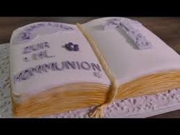 Weitere ideen zu konfirmation, kommunion torte, taufe kuchen. Buchtorte Herstellen Ohne Spezielle Backform Kommunionstorte Tauftorte Konfirmation Youtube