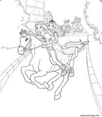 Vous avez déjà vu la petite sirène? Coloriage Equipe De Princesse Avec Cheval Et Barbie Font Une Course Jecolorie Com
