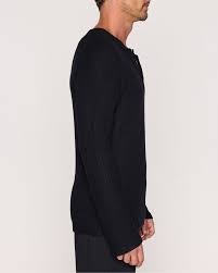 The Men s Waffle Henley Classic Basic Bleusalt