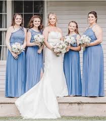 We Love These David S Bridal Bridesmaids In Steel Blue A R Davids Bridal Bridesmaid Dresses Davids Bridal Bridesmaid Dresses Long Champagne Bridesmaid Dresses