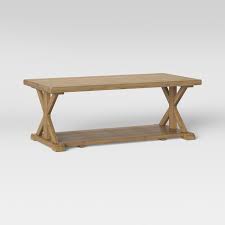 Litchfield Farmhouse Wood Coffee Table With Shelf Wheat Threshold Image 3 Of 3 Coffee Table With Shelf Coffee Table Wood Coffee Table