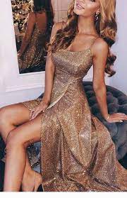 Amazing Gold Dress And Curly Hair Coolladies Net Trendy Prom Dresses Prom Dresses Prom Outfits