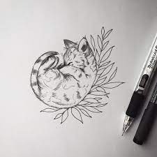 Image Result For Cat With Flower Tattoo Cat Tattoo Cat Tattoo Designs Art Drawings