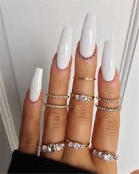 50 The Simple And Unique Acrylic Coffin Nails You Will Love This Summer Nail Art Connect Long White Nails Coffin Nails Long White Acrylic Nails