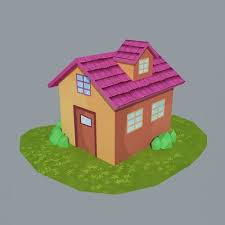 Low Poly House 3d Model In 2020 Cartoon House 3d House Drawing House 3d Model