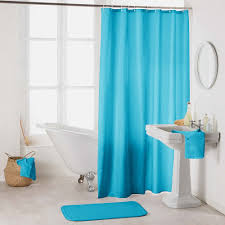 If you're looking for a tiny little addition to your bathroom, this is a perfect choice. Essencia Plain Shower Curtain With Hooks Turquoise Blue Tonys Textiles