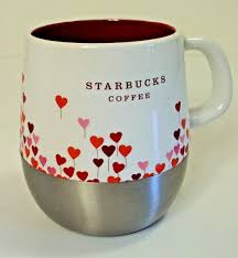 Starbucks dot water color valentine red coffee mug 16 oz. Starbucks Valentine Heart Cup Coffee Mug Stainless Steel Bottom 14 Oz Euc Ebay Starbucks Valentines Starbucks Mugs