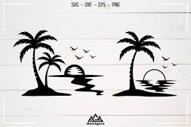 Palm Tree Beach Sunset Svg Design Agsdesigns Crafters Svgs In 2020 Palm Tree Outline Palm Tree Silhouette Palm Tree Tattoo