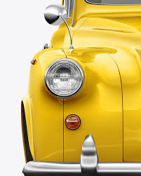 Download Retro Cab Car Mockup Front View In Vehicle Mockups On Yellow Images Object Mockups PSD Mockup Templates