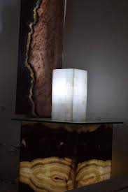Onyx Marble Rectangular Table Lamp, 50 cm x 15 cm x 15 cm