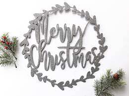 Excited To Share This Item From My Etsy Shop Merry Christmas Wreath Metal Wall Art Christmas Decor Farmhouse Style Modern Manualidades Navidad Corazones