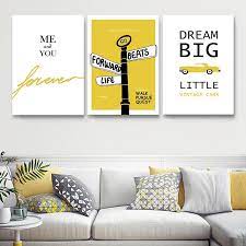 Save up to 93% on canvas prints. Bright White And Yellow Dream Big Little One Nordic Nursery Wall Art Nordicwallart Com