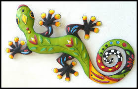 Gecko Garden Wall Art Garden Decor Painted Metal Gecko Wall Hanging Metal Wall Art 24 Gecko Wall Art Outdoor Metal Wall Art Tropical Art