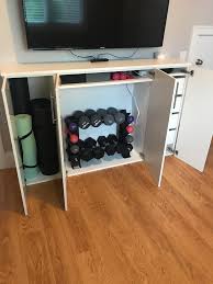 We are now seeing that some of the white cabinet frames aren't totally disappearing after the grey filler pieces and doors /drawers go on. Finished Ikea Home Gym Storage Hack Using Sektion Cabinets Ikeahacks