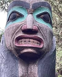 TLINGIT TOTEMS from the edge of turtle island. some figures from the many  totems we encountered while travelling in Tlingit and Haida territories  last month. these are from clan totems, shame totems,