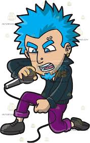 Short synthetic wigs fluffy hair curly spiky wig with bang for boys girls heat resistant cosplay wig for halloween christmas party anime costume 4.5 (light ash blonde mix) 3.4 out of 5 stars. A Punk Rock Singer With Blue Hair Cartoon Clip Art Punk Rock Blue Hair