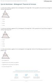 Quiz Worksheet Midsegment Theorem Formula Study Com