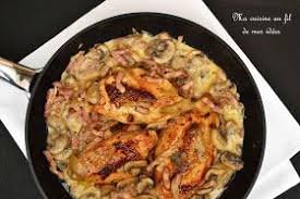 Ma Cuisine Au Fil De Mes Idees Supremes De Poulet Val Dieu Aux Champignons Lardons Echalotes Et Mie Recettes De Cuisine Supreme De Poulet Recette De Plat