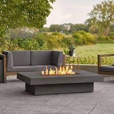 Alazhia Has A Smart Streamlined Design With A Rustic Finish And A Generous Tabletop Featuring An Propane Fire Pit Table Outdoor Fire Pit Table Fire Pit Table