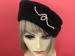 Buy 1940-50s Black Wool Hat, Black Hat With Pearls, Jonak, Made in  Czechoslovakia Hat,black Cocktail Hat 1940-50s Era, Vintage Black Hat, Wool  Online in India