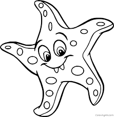 This coloring page features a design with fish, sea star and jellyfish. Cute Sea Star Coloring Page Coloringall