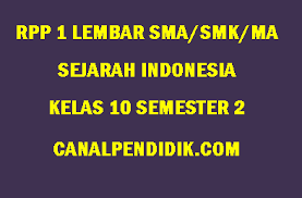 Silabus sejarah peminatan kelas x.docx. Rpp 1 Lembar Sejarah Indonesia Kelas 10 Semester 2 Canalpendidik