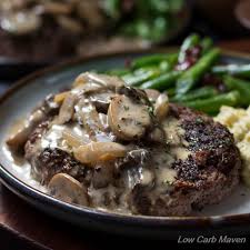 These delicious, tender rib eye steaks are made in the oven and topped with an easy mushroom and onion topping. Hamburger Steak And Gravy Recipe With Mushroom Gravy Low Carb Maven