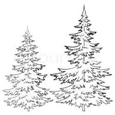 Christmas Trees Under Snow On A White Background Contours Stock Photo Pine Tree Drawing Tree Drawings Pencil Christmas Tree Drawing