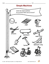 Simple Machines Ii Printable 1st 2nd Grade Teachervision Com Simple Machines Simple Machine Projects Learning Science